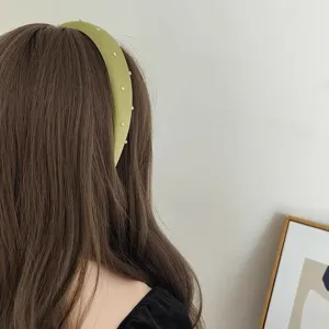 Serre-tete satin vert strass haut de tete accessoire cheveux mode tendance elegante chic