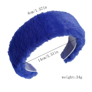 Diadema de felpa suave azul ancho aro para el pelo de invierno accesorio de cabello cálido