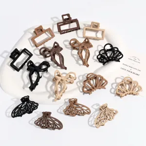 Pinza para el Cabello de Aleación Mate para Mujer Estilo Coreano Lazo Mariposa Cuadrado Pinza de Garra Accesorios de Pelo