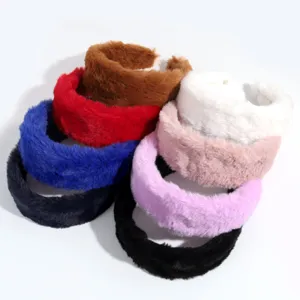 Diadema de Felpa para Mujer de Ala Ancha Estilo Coreano de Piel Sintética Banda para el Cabello Invierno Cálido Accesorios