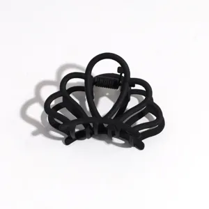 Pinza de pelo mate negra de metal, elegante pinza de tiburón con diseño de corona para cabello.