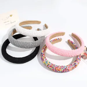 Fashion wide beaded headband set, colorful handcrafted hair hoop for women and daily styling.