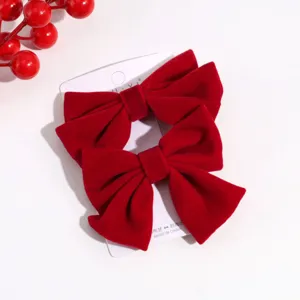 Red velvet bow hair clips, Christmas holiday hair accessories, cute decorative clips for women