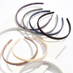 Cerchietto per capelli sottile in plastica twill tinta unita stile coreano accessorio