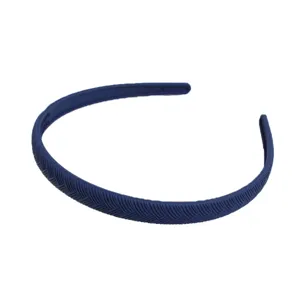 Cerchietto per capelli in plastica blu scuro con elegante trama diagonale per tutti i giorni.