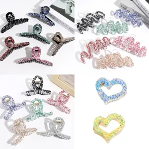 Fashion Plastic Hair Claw Clip Shiny Rhinestone Artificial Pearl Shark Clip Elegant Headwear Hair Accessories For Women