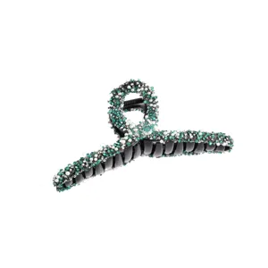 Sparkling rhinestone pearl hair claw black shark clip for women daily elegant styling