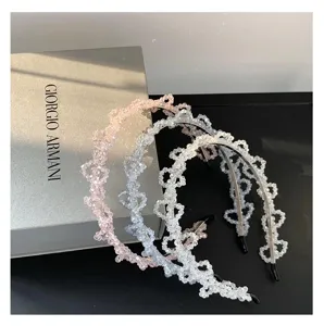 Diadema de cristal con cuentas de estrás elegante banda para el pelo accesorios brillantes