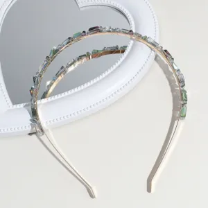 Exquisita diadema de diamantes de imitación de cristal, aro de pelo elegante retro francés.