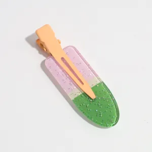 Summer cute acrylic ice cream hair clip glitter fruit pattern duckbill hair accessories