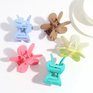 Macaron matte flower hair claw clips set, cute colorful hair accessories for women and girls.