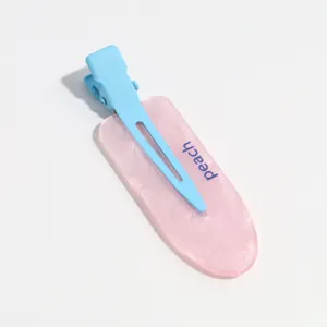 Summer sweet cute pink peach acrylic duckbill hair clip fresh style side hairpin for women