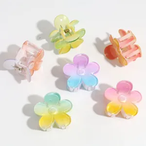 Gradient floral hair claw set, cute and sweet resin hair clips for women and daily styling.