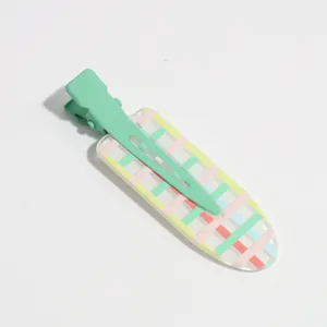 Cute pastel plaid duckbill hair clip, sweet summer fresh hair accessory for daily styling.