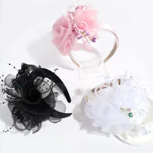 Elegant mesh floral headband set, vintage court style party hair accessories for women.