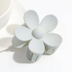 White matte flower hair claw clip, cute sweet daily hair accessories for women and girls.