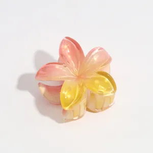 Beautiful gradient flower hair claw clip, sweet translucent design for women, versatile daily accessory.