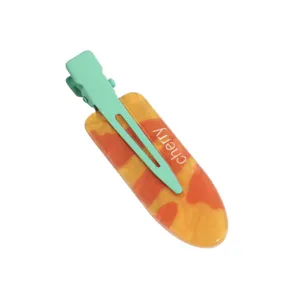 Summer fresh cherry pattern resin duckbill hair clip, cute and sweet styling accessory.