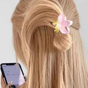 Gradient flower hair claw clip sweet lily hair catch elegant half up hair styling accessory