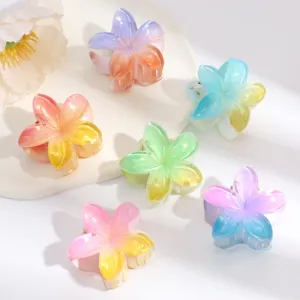 Gradient flower hair claw clips for women sweet versatile half up hair accessories stylish