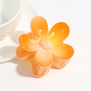 Orange matte flower hair claw clip cute aesthetic hair accessory for women daily styling