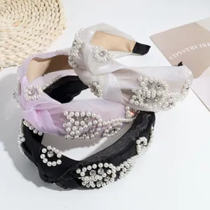 Conjunto de diadema de perlas de imitación estilo retro, accesorios para el pelo.