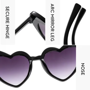 Gafas de sol infantiles en forma de corazón con bisagra segura y lentes degradadas elegantes.