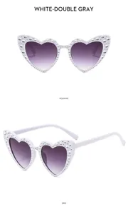 Gafas de sol infantiles corazón pedrería moda protección UV estilo lindo accesorios