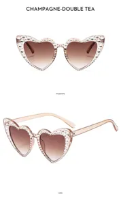Gafas de sol corazón con diamantes niños, gafas protectoras UV brillantes bebé.
