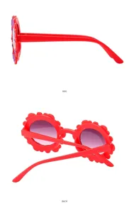 Occhiali da sole con fiore carini per bambini, occhiali rossi per spiaggia e viaggio.
