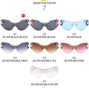 Occhiali da sole futuristici Y2K con stella per uomo e donna stile hip hop trendy