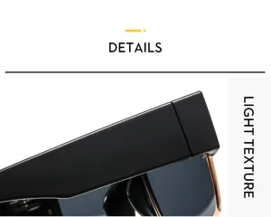 Men square sunglasses fashion eyewear luxury designer dark lens sturdy frame detail view