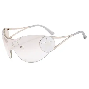 Occhiali da sole futuristici Y2K con stella laterale, trendy stile hip hop alla moda.