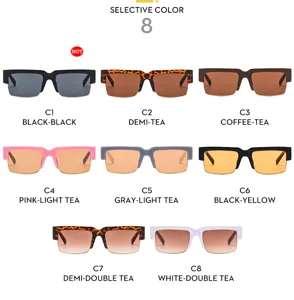 Fashion half-frame square sunglasses for men, stylish multi-color shades for outdoor driving.