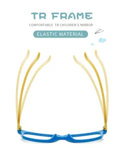 Flexible TR frame children glasses detail showing elastic temples and lightweight design.
