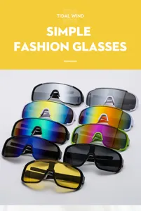 Detailed view of colorful frame outdoor cycling sunglasses with UV protection lenses