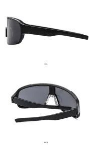 Outdoor cycling sports sunglasses large frame sun protection eyewear detailed side and back view.