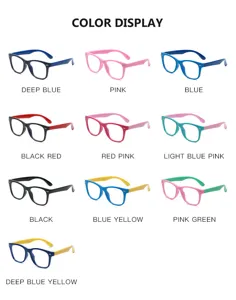 Children flexible anti-blue light glasses silicone optical frames colorful cute eyewear