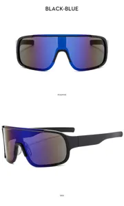 Fashion large-frame square outdoor cycling sunglasses featuring stylish blue reflective lenses for sports.