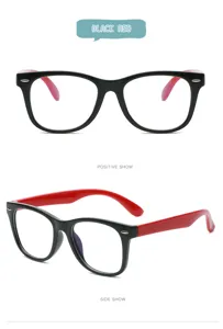 Children anti-blue light glasses flexible frame black and red color stylish optical eyewear for kids