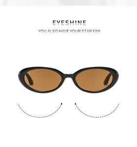 Retro oval sunglasses with brown lenses and black frame, stylish outdoor sun protection eyewear.