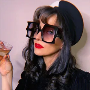 Fashion geometric bat sunglasses for women, trendy oversized unique vintage eyewear.