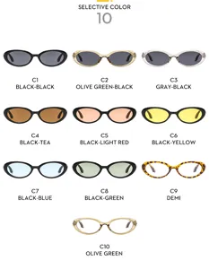Retro oval sunglasses with multiple color options for men and women, stylish eyewear for outdoor summer.