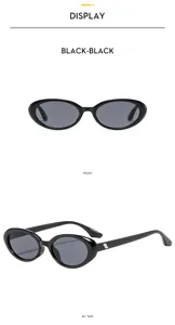 Retro oval sunglasses for men and women, stylish black sun glasses for outdoor summer wear.