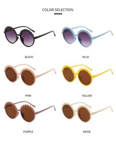 Occhiali da sole per bambini rotondi con fiori simpatici anti-uv vari colori vivaci