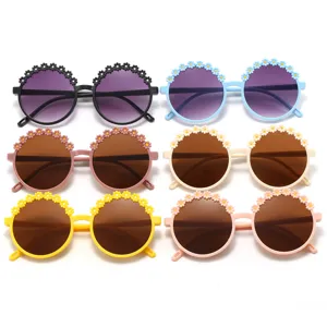 Occhiali da Sole Rotondi a Fiori per Bambini Simpatici Occhiali da Sole con Applicazione Margherita Protezione UV400 per Bambini Piccoli Ragazzi Ragazze Spiaggia Viaggio All'aperto