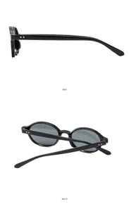 Lunettes de soleil ovales rétro femmes hommes cadre noir verres gris mode lunettes