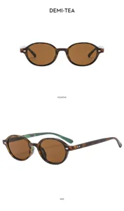 Lunettes de soleil ovales rétro pour femme et homme monture écaille verres marron chic