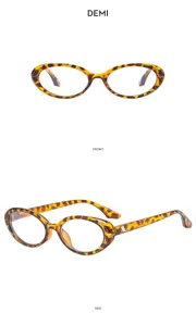 Retro oval tortoise shell eyeglasses detailed view showing front and side frames clearly.