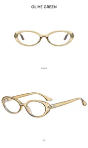 Vintage oval sunglasses for women men, stylish olive green frame, retro eyewear accessory.